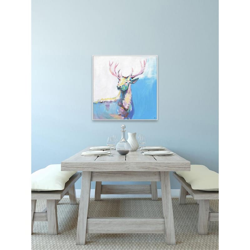 12 in. H x 12 in. W  Pastel Deer by Marmont Hill Framed Printed Canvas Wall Art