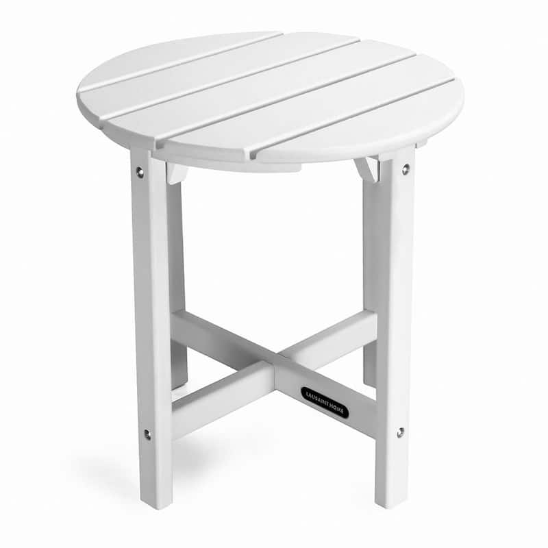 Round White Plastic Outdoor Adirondack Weather Resistant Side Table