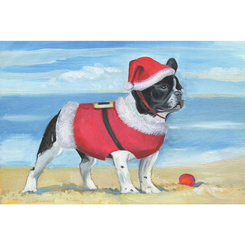 Santa at the Beach  by Marmont Hill Unframed Canvas Animal Art Print 20 in. x 30 in.